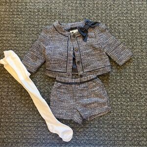 Janie and Jack Tweed Jacket & Shorts Set with Tights (Size 3 / 12–18M Mix)